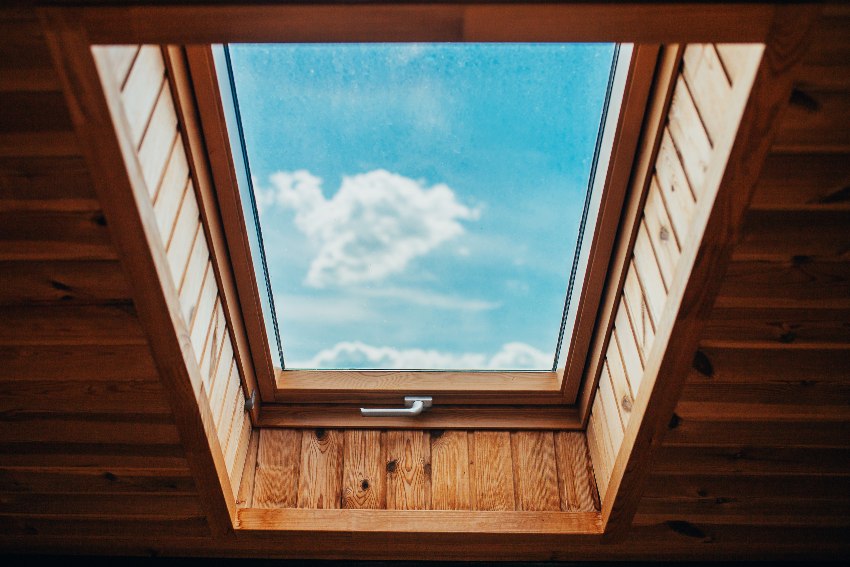 Residential skylight view in the roof at Aurora ON Residential skylight installation done on a roof for a house in Aurora, ON